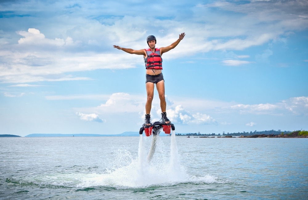 Person practising flyboarding