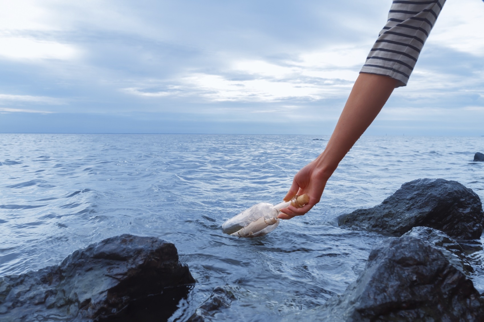 Bottle thrown into the sea