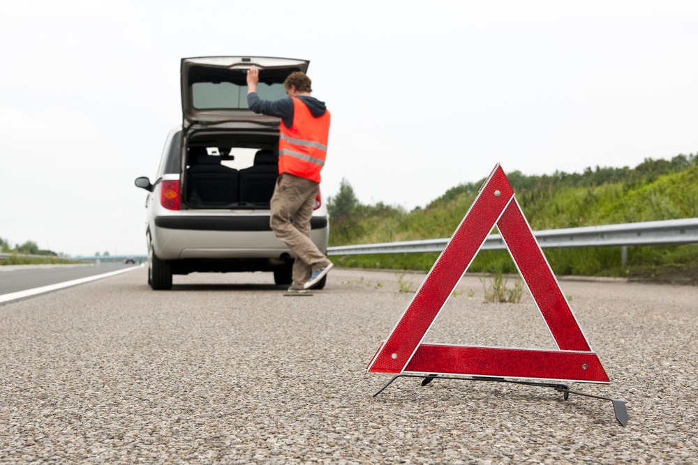 Motorist broken down on the emergency lane