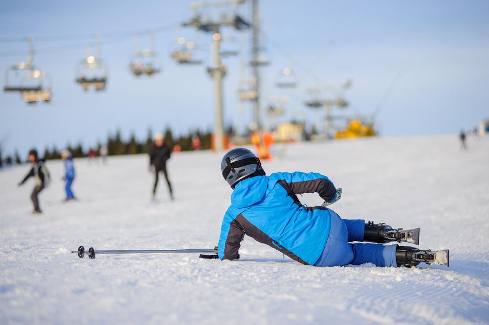 Fall on a ski slope