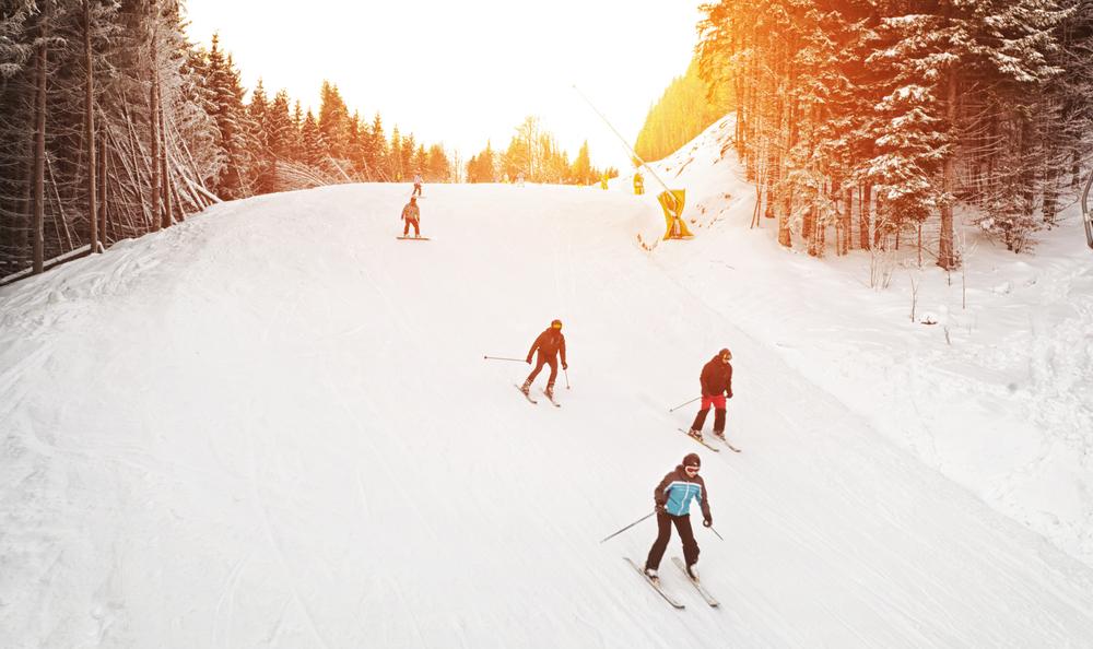 Skier going down a slope