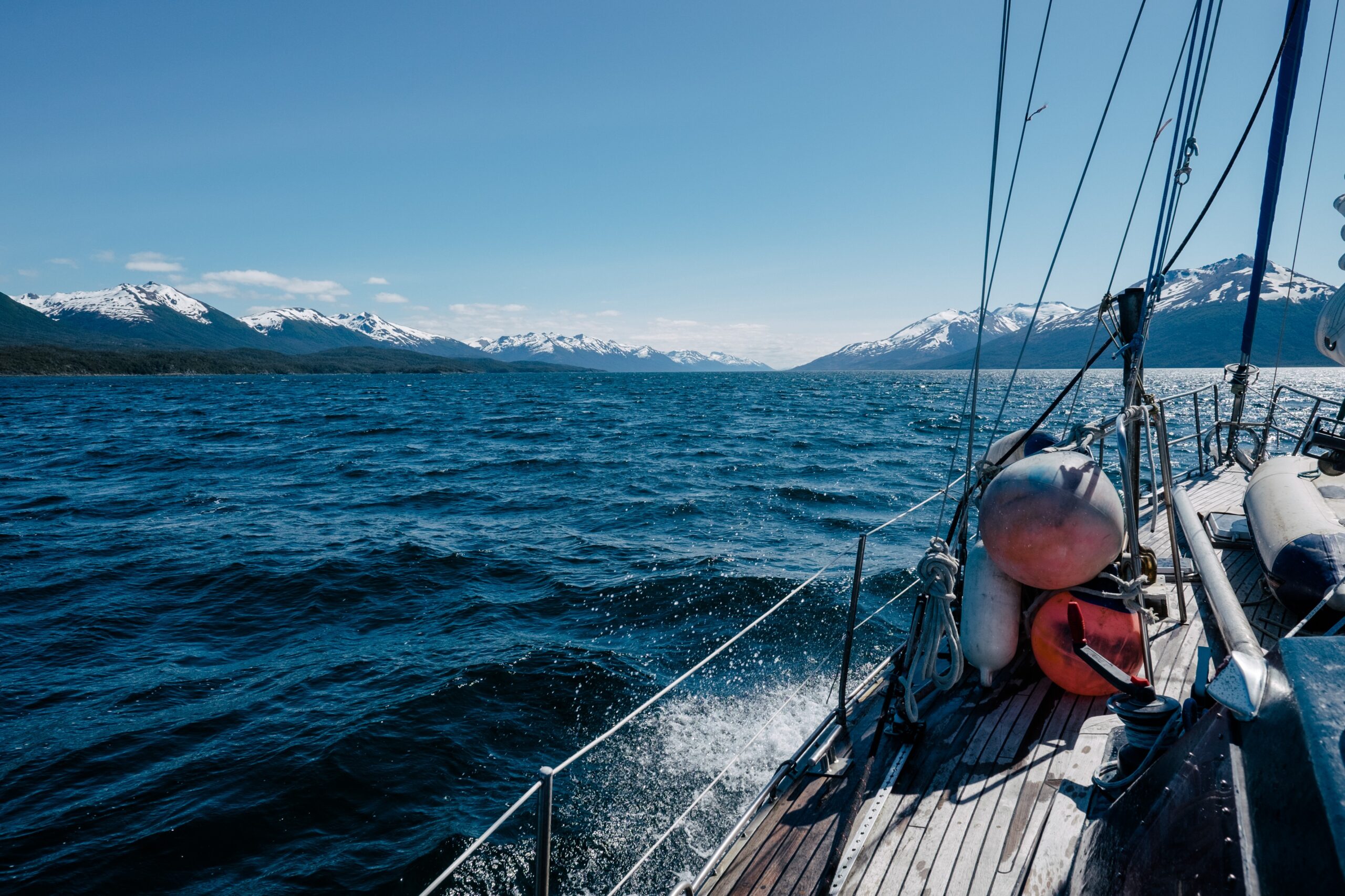 View of the sea from a sailboat