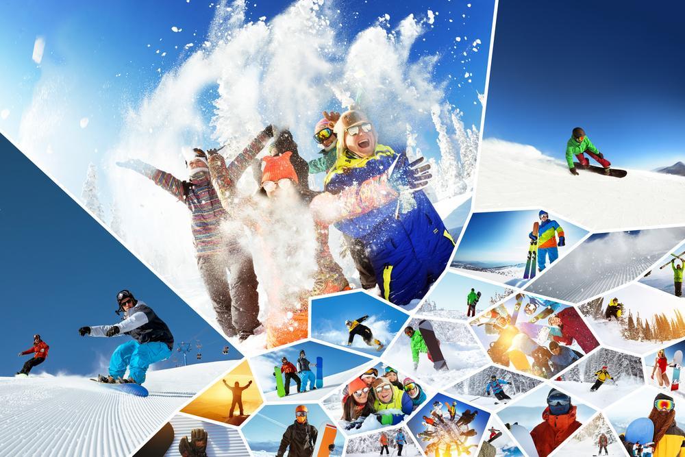 Collage showing different winter sports