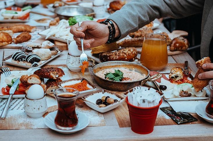 Typical breakfast in Turkey