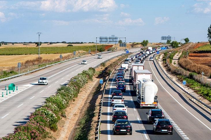 Traffic jam on the holiday motorway